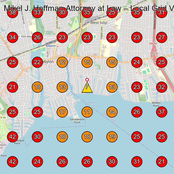 Mikel J. Hoffman Attorney at Law GeoGrid visibility map for Legal Services in Babylon